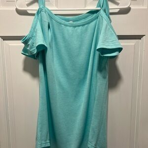 Aqua Cold Shoulder Top